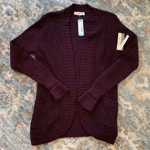 Deep Plum Heathered Cardigan